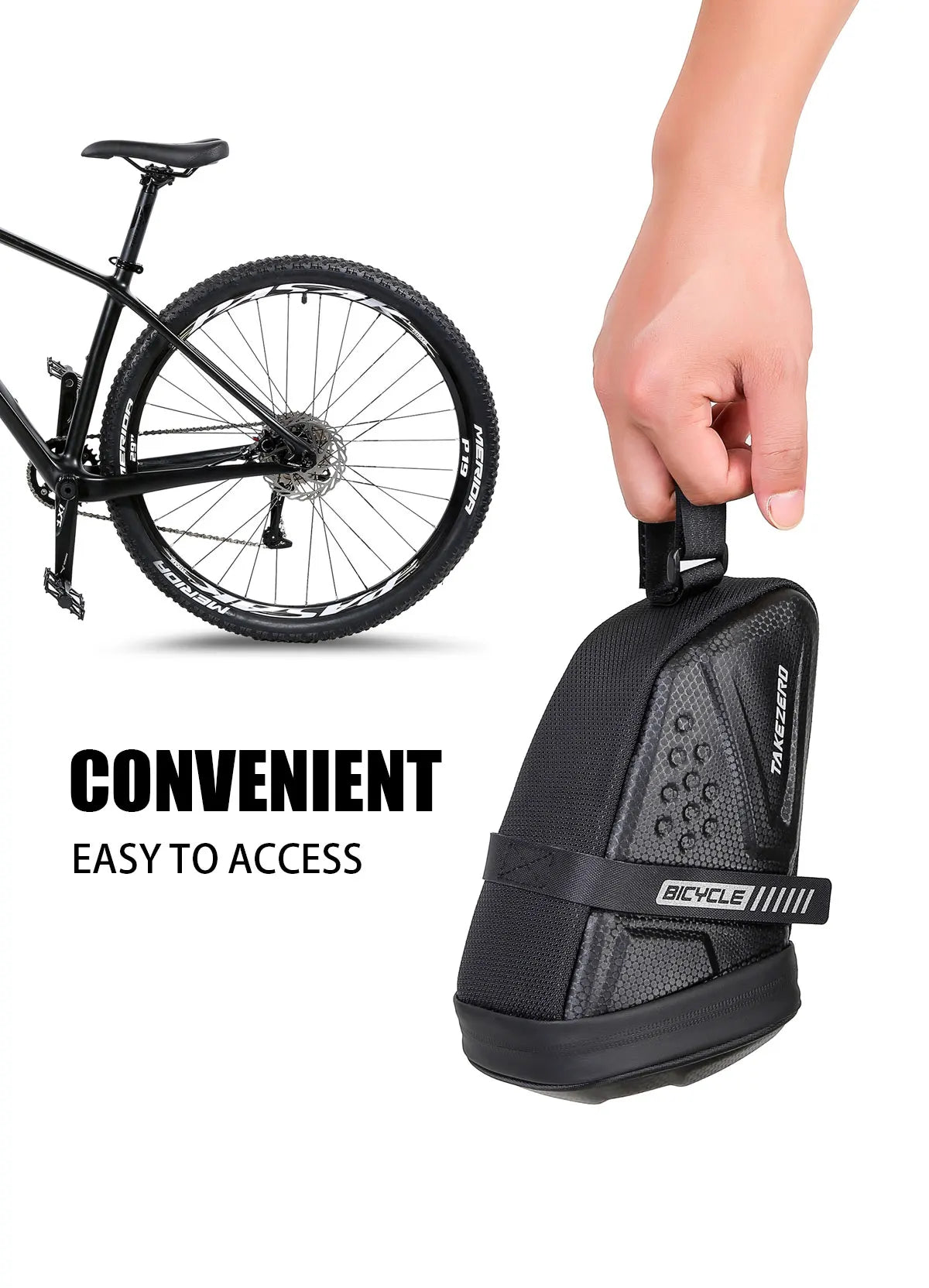 TAKEZERO TZ07 Bicycle Tail Bag Saddle Bag Mountain Bike EVA Hard Shell Road Bike Rear Bag Riding Equipment Accessories