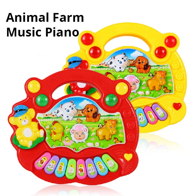 Kids Cartoon Animal Farm Music Piano Keyboard Plastic Early Education Electronic Toy For Children's Day Gift