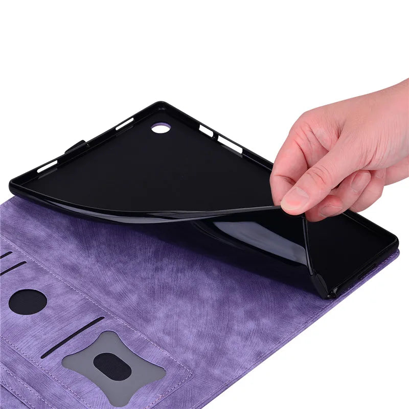 For Samsung Galaxy Tab S7 FE 12.4 Tablet Case Cute Cat Flower Funda For Galaxy Tab S10 Plus S9 FE S7 S8+ A9 Plus 11 12.4 Cover