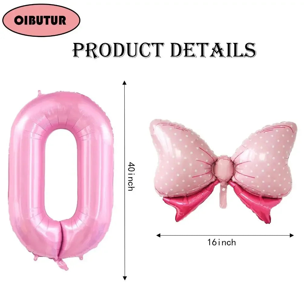 40 Inch Birthday Number Ballons New Girls Princess Birthday Pink Bownot Balloons Wedding Party Ballons Jumbo Number Balloon