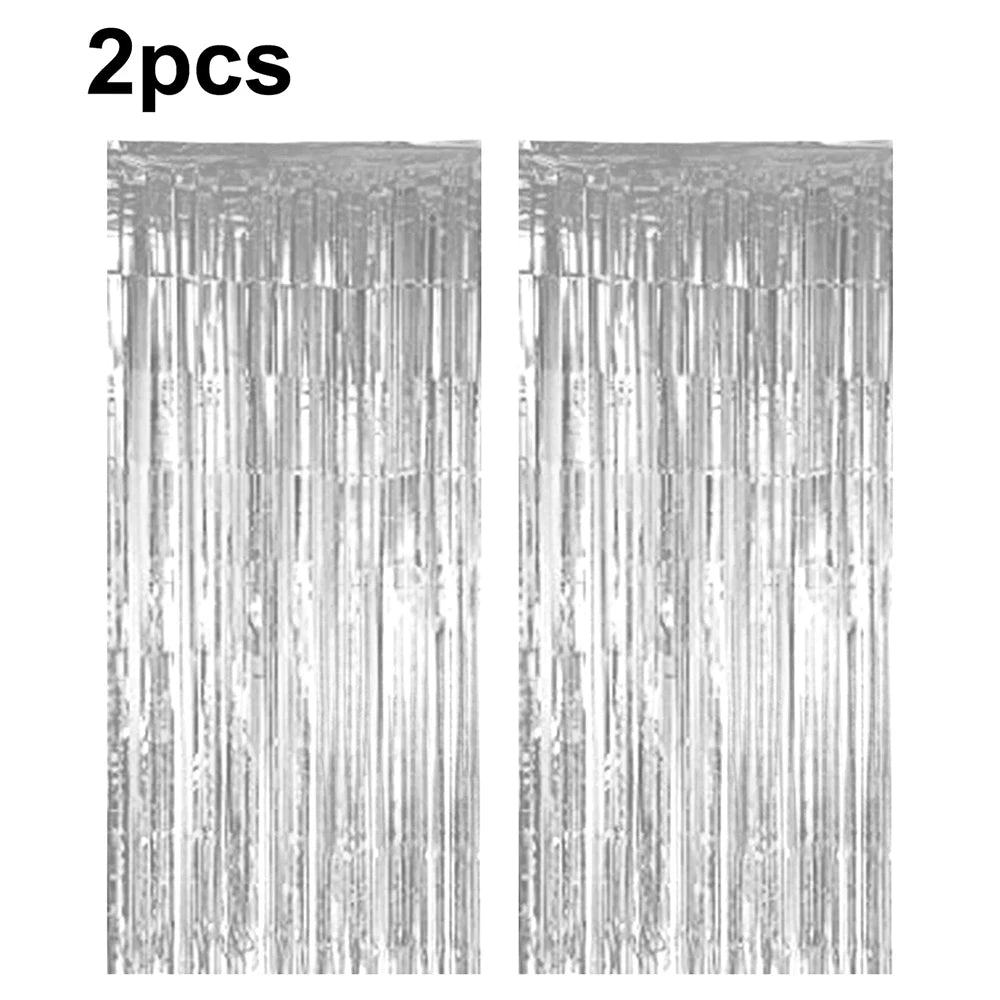 6pcs Rain Silk Curtain Bright 1 * 2M Birthday Party Decoration Tassel Wedding Decoration Background Wall