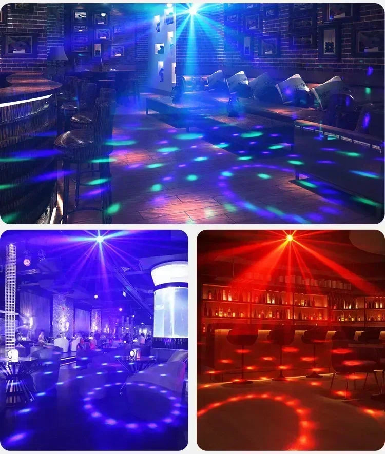 RGB LED Stage Disco Light Rotating DJ Ball Strobe Remote Sound Control Magic Dance Car Christmas Gift Party Club Laser Show Lamp