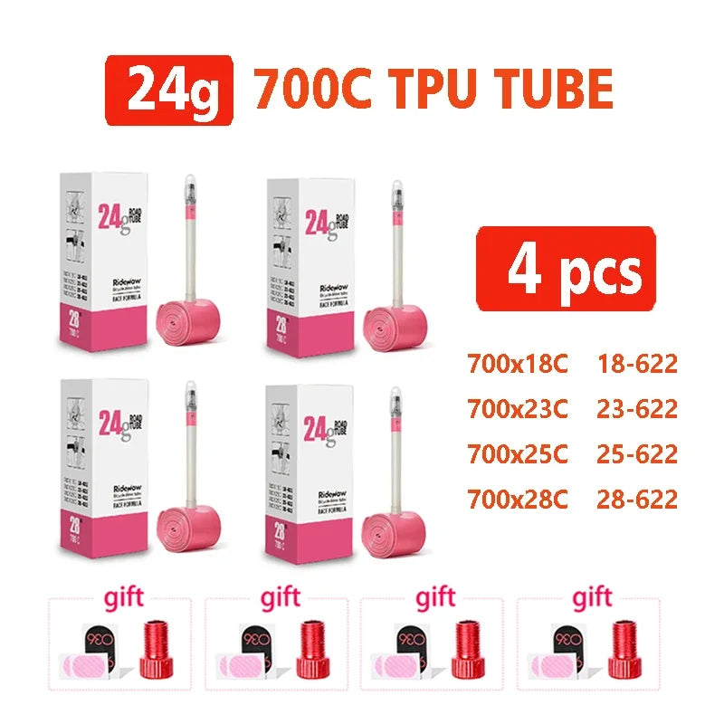 RideNow Ultralight Bike Inner Tube 700c Road Bicycle TPU Inner Tube French Valve Schrader SCHRADER Converter Bike inner Tubes