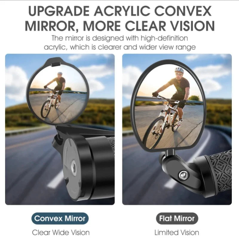 1 Pair Bicycle Rearview Mirror Universal Adjustable Convex Mirrors Rotate Handlebar End Mirror MTB Road Bike Accessories