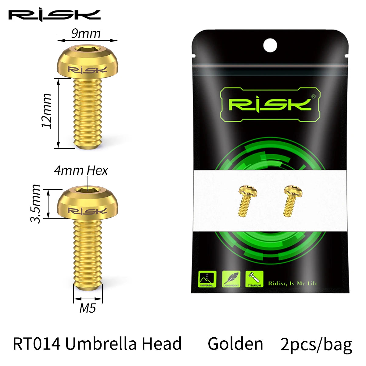 Risk M5x12mm Bike Water Bottle Cage Fixing Bolts Titanium Alloy MTB Road Bicycle Bottle Holder Screws Air Pump Fixed Bolts