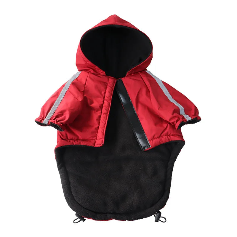 Pet Hoodie Sweatshirt Pullover Reflective Waterproof Dog Jacket with Fleece Lining Polyester Costume for Small Medium Breeds
