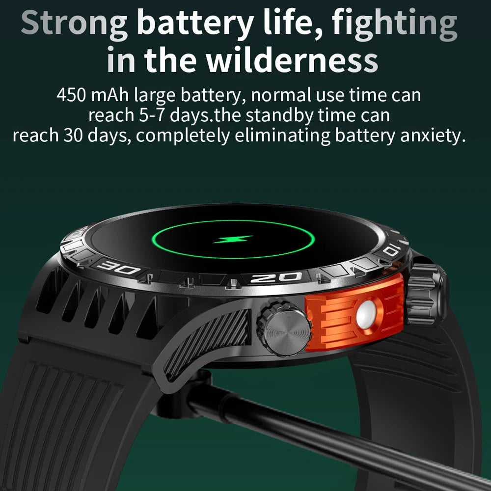 Outdoor Military Smart Watch Men's With LED lighting Bluetooth Call Smartwatch 3ATM IP68 Waterproof Compass Sports Fitness Watch