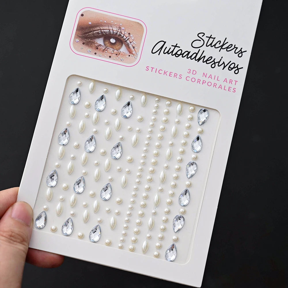 1Pcs Face Diamond Gem Sticker 5D Colorful Rhinestone Tattoo Eyeshadow Stickers fo Festival Nail Body Makeup Bling Jewel DIY Deco