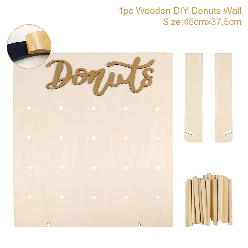 Wedding Decoration Wooden Donut Stand Wall Dessert Doughnut Table Holder Wedding Mariage Supplies Kid Birthday Party Baby Shower