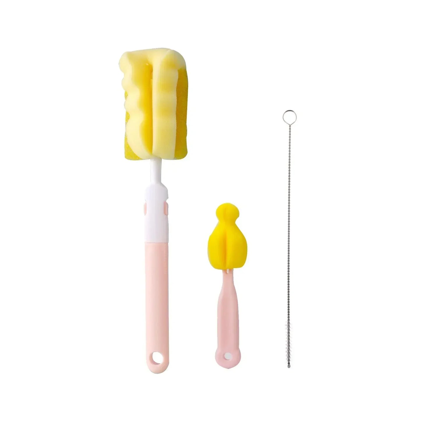 3pcs/lot Bottle Brush Sponge Rotation Baby Pacifier Cup Nipple Cleaning Brushes Set Handheld Soft Head Goupillon De Nettoyage