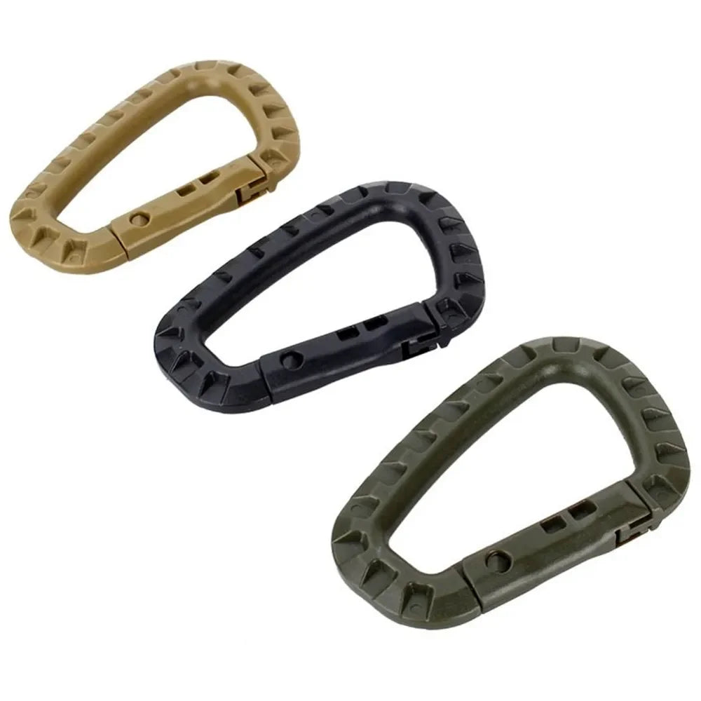 5pcs 8.5cm Tactical Backpack Buckle Fast Tactical Carabiner Plastic Hook D Shape Mosqueton EDC Gear For Outdoor Camping