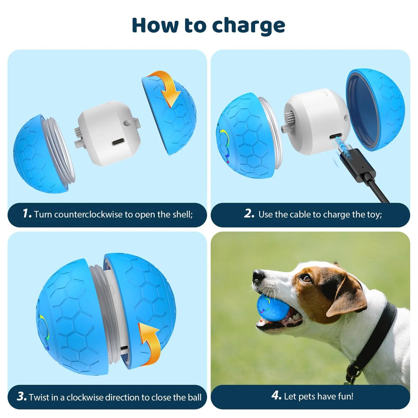 Active Roling Ball for Dogs - 2.2" Sturdy Motion Actived Interactive Dog Ball for Puppy/Small/Medium Dogs, USB Rechargeable Ball