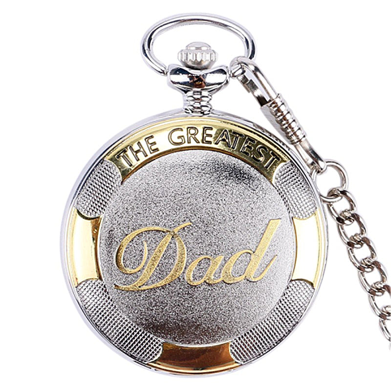 "Dad" Retro Pocket Quartz Watch Father's Best Gift Trendy Pocket Watch Pendant Necklace Clothing Accessories For Men