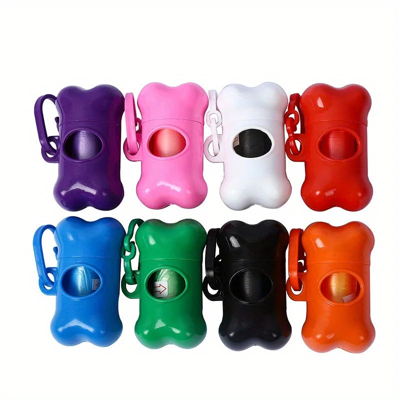 Colorful Bone-Shaped Dog Poop Bag Dispensers With 1 Disposable Bags, Portable Pet Waste Holder, For Outdoor Walks And Training