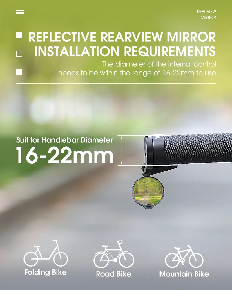 WEST BIKING Universal Cycling Handlebar Rear View Mirrors Adjustable Rotate 16-22mm Bicycle Mirror Rearview For MTB Road Bike
