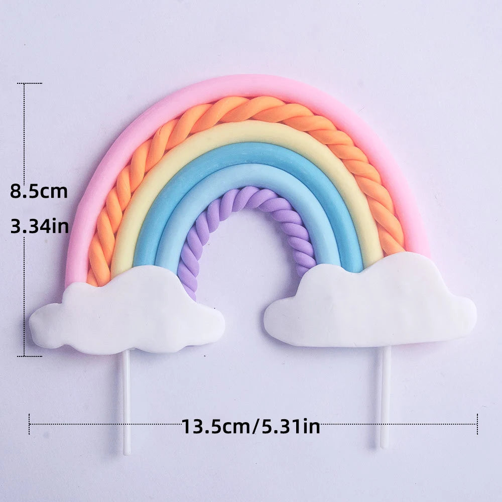 9 pcs unicorn rainbow cake topper unicorn with rainbow clouds stars Happy birthday cake decorations for girls one year old party
