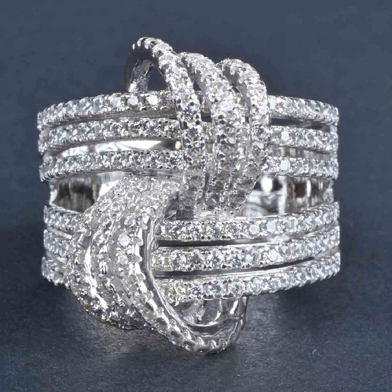 Gorgeous Fashion Finger Ring Lady Party Jewelry with Bright Zirconia Two-tone Style Design Accessories for Anniversary