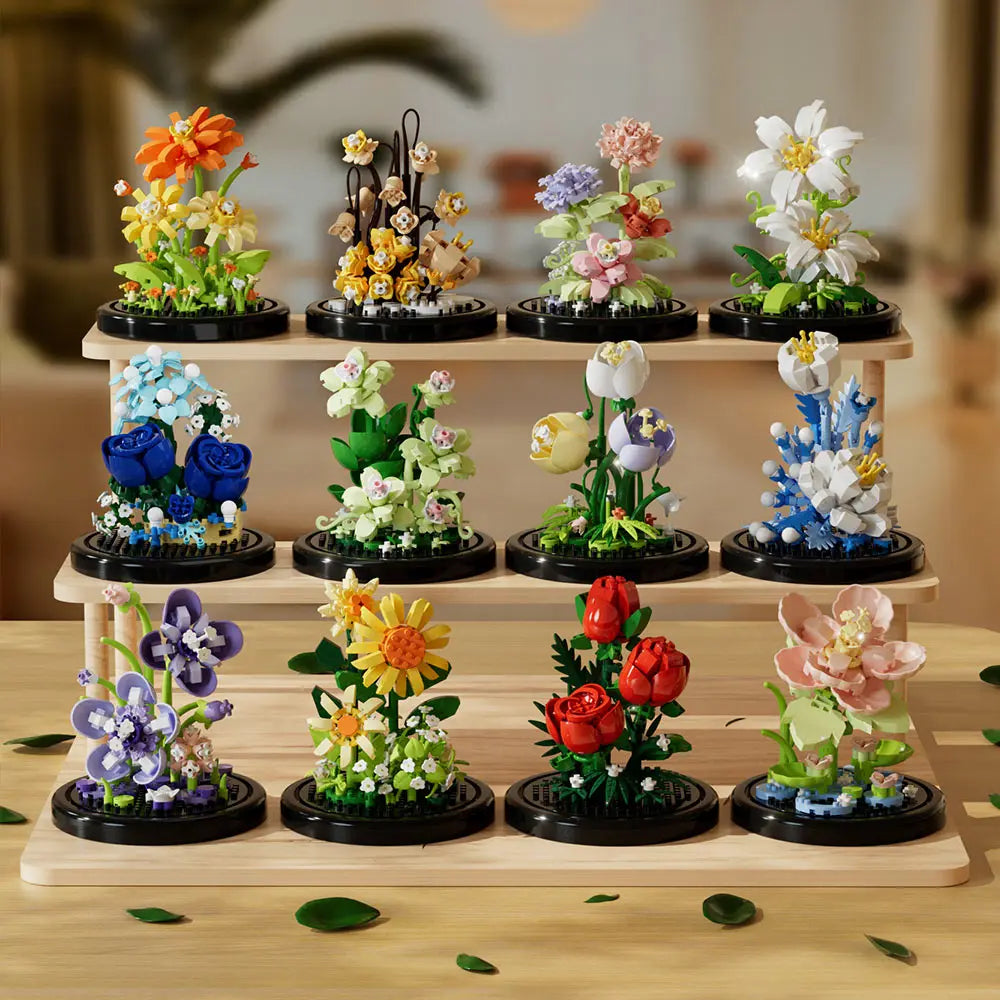 Diy Micro Flower Building Blocks Mini Bricks Particles Eternal Life Flowers Home Decoration Assembling Puzzle Toy Christmas Gift