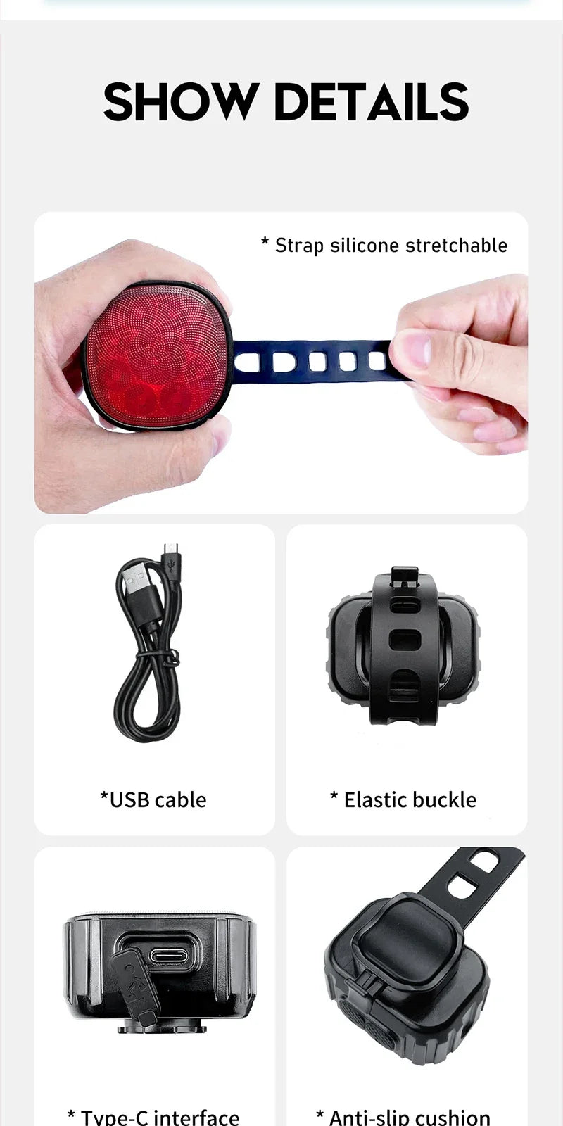 Bike Lights Set High Brightness MTB Bicycle Lamp Type-C Rechargeable Front and Rear Cycling Safety LED Lighting Bicycle Lantern