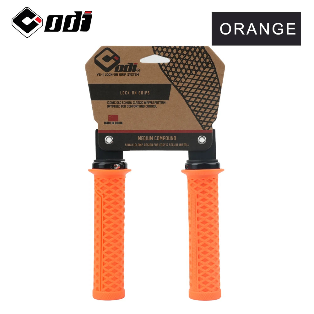 ODI VS-21 MTB Handlebar Grips Silicone Lock-On Bicycle Cover Updated Waffle Pattern Anti-slip Shock Absorption Handle Parts