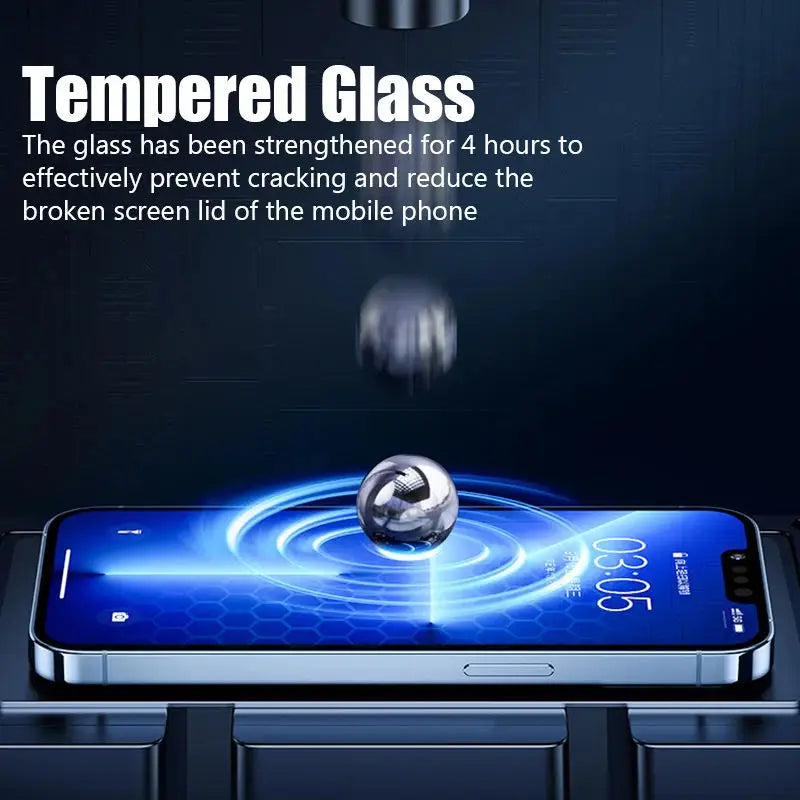4PCS 500D Full Cover Protective Glass For iPhone 13 12 11 14 15 Pro Max Tempered Screen Protector iphone 14 15 16 PLUS Glas Film