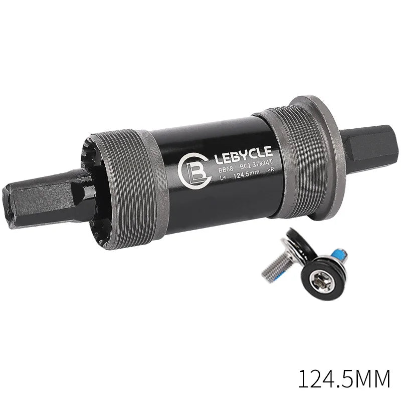 LEBYCLE MTB Road Bicycle Square Bottom Bracket BB68 Threaded Bottom Bracket Bike Hollow Axle 113/120/122.5/124.5/126mm