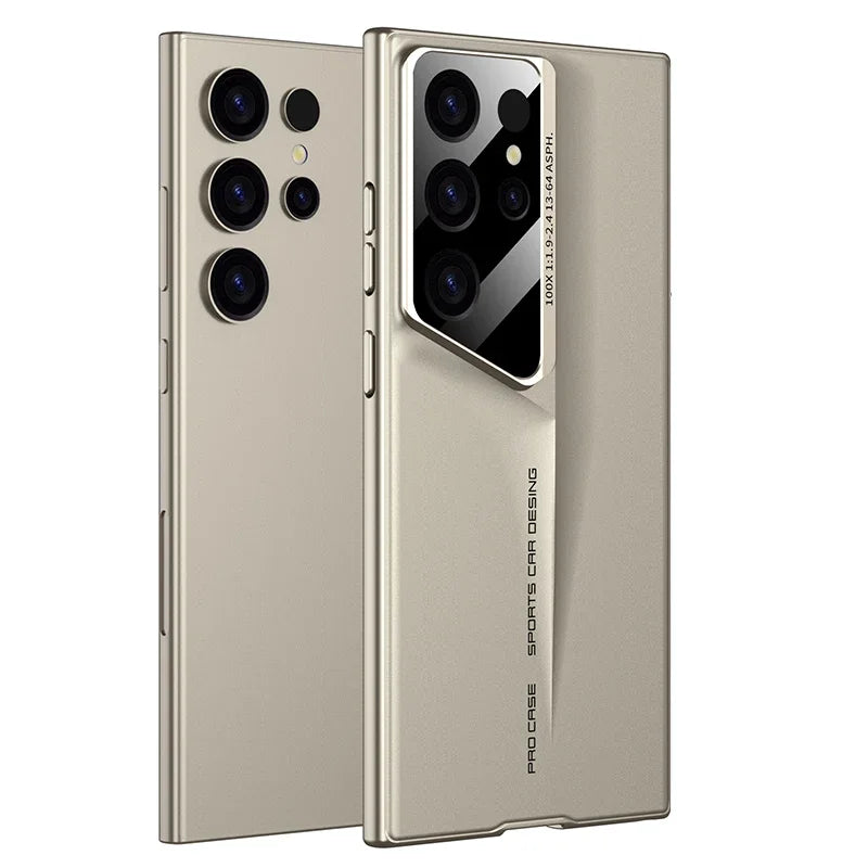 Ultrathin Blade Mecha Hard PC Matte Phone Case For Samsung Galaxy S24 S23 S22 S25 Ultra Lens Protection Frosted Shockproof Cover