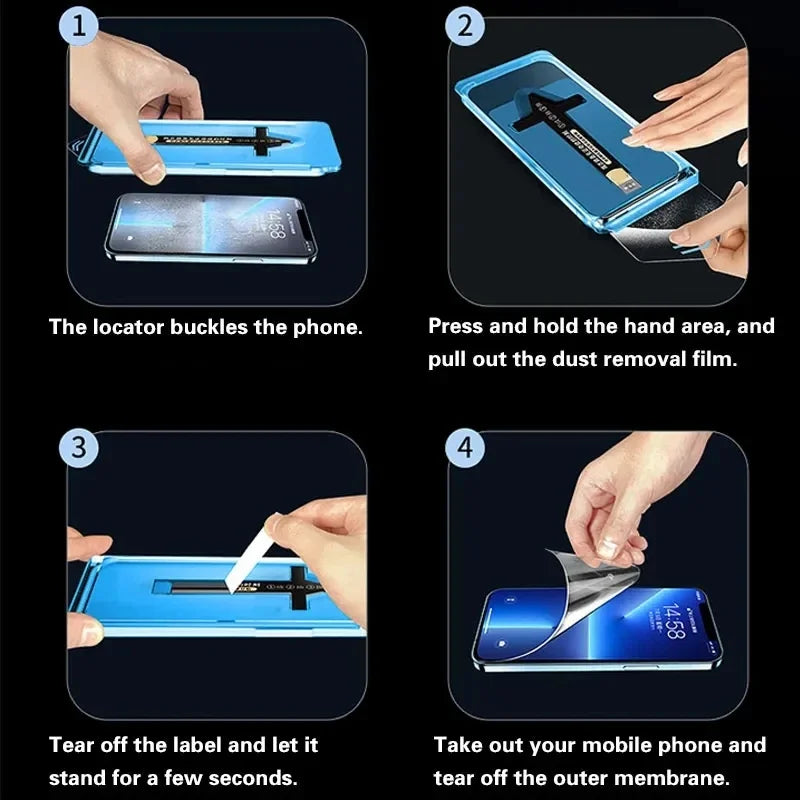 1-2PCS Premium Tempered Glass For iPhone 16 15 14 13 12 11 Pro Max Plus XS XR Easy Installation Glass Dust Free Screen Protector