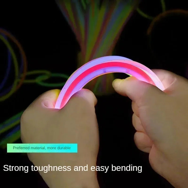 100pcs Party Fluorescence Prop Wedding Party Light Glow Sticks Bracelets Necklaces Live House Concert Bright Colorful Glow Stick