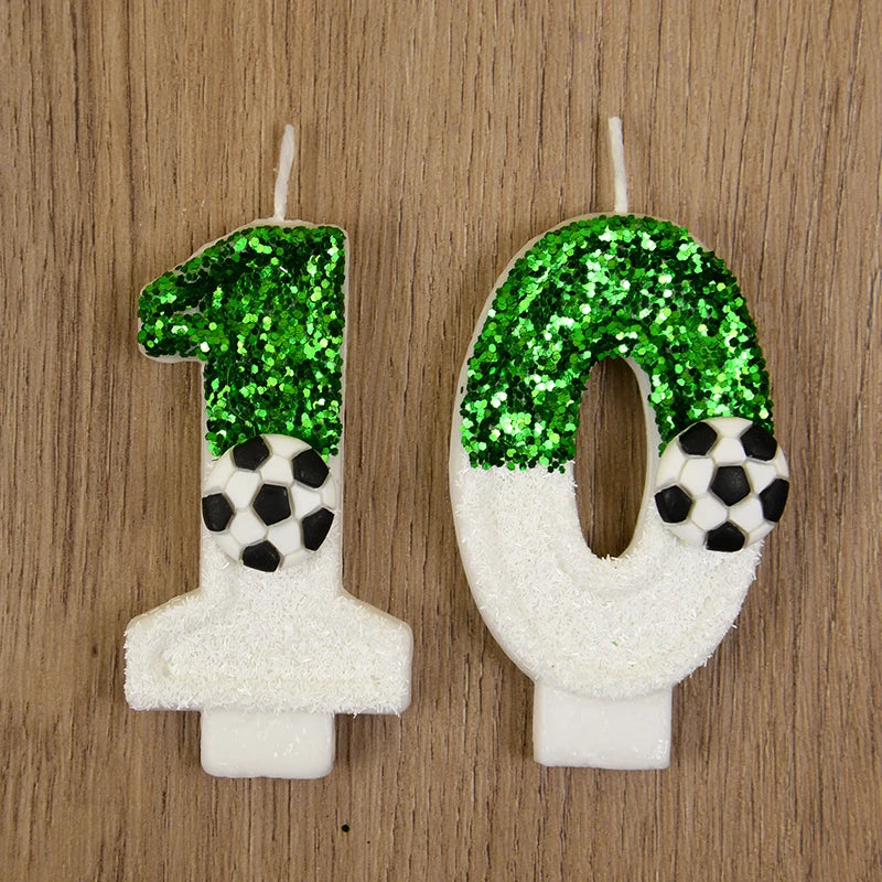 0-9 Number Soccer Cake Candles Kids Sports Theme Football Birthday Party Decoration Favors Cupcake Topper Cake Decor Supplies