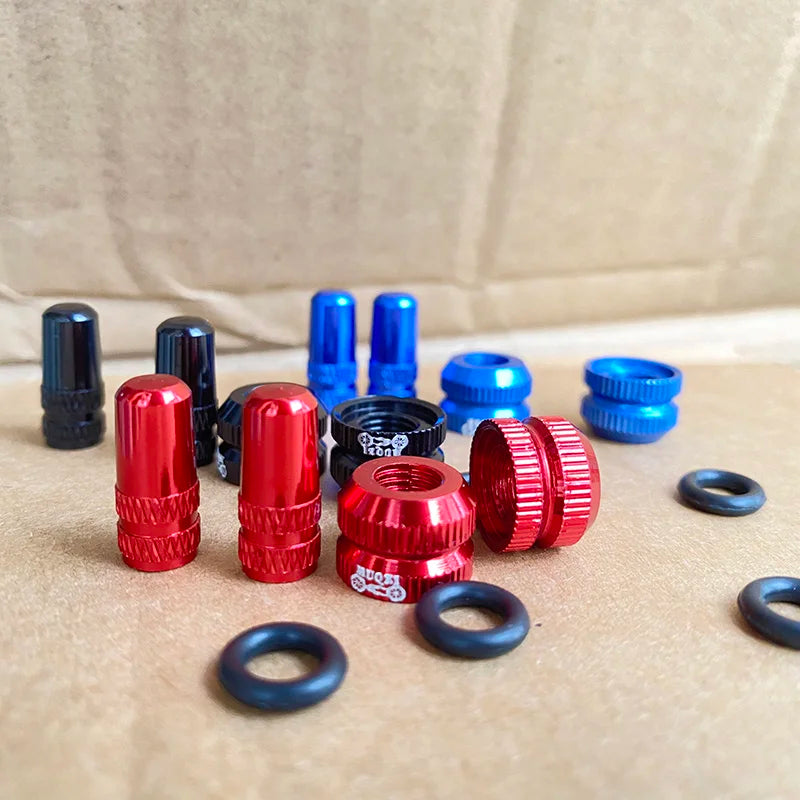2~8sets Bicycle Tire Valve Nut with Presta Valve Cap Set MTB Road Bike Tubeless Presta Valve Protection Screw and Cover