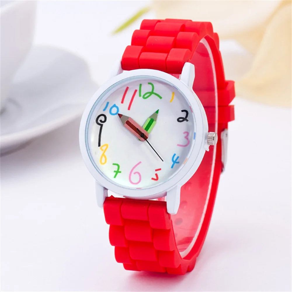 Women Watch Fashion Simple Pencil Design Digital Quartz Watches Casual Jelly Multicolour Silicone Ladies Clock Dress Wristwatch