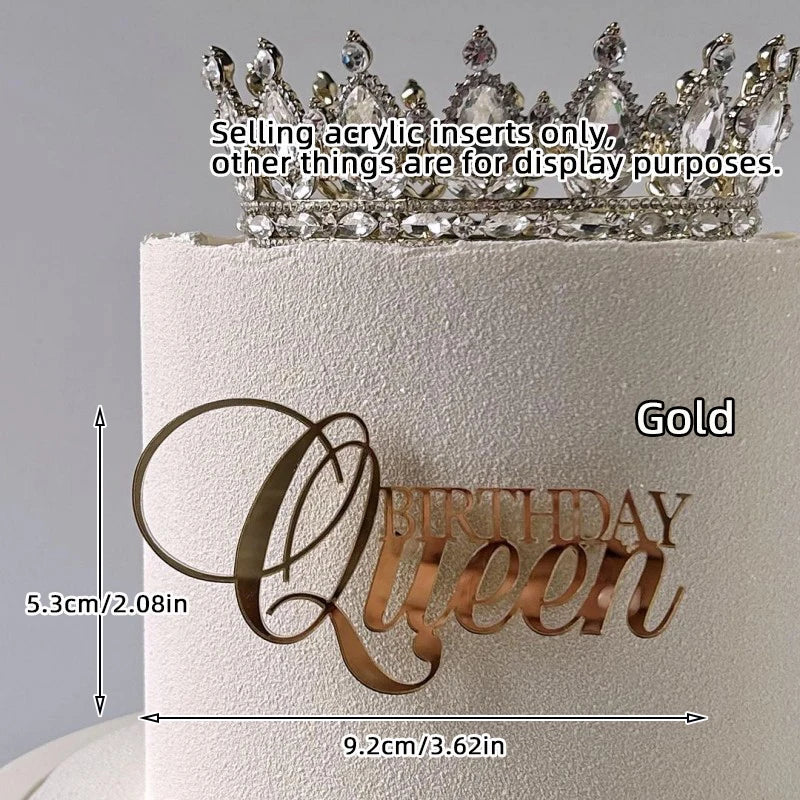 1/3/5pcs Acrylic Birthday Queen Gold Cake Topper Happy Birthday Party Sides Cake Decorations Accessories