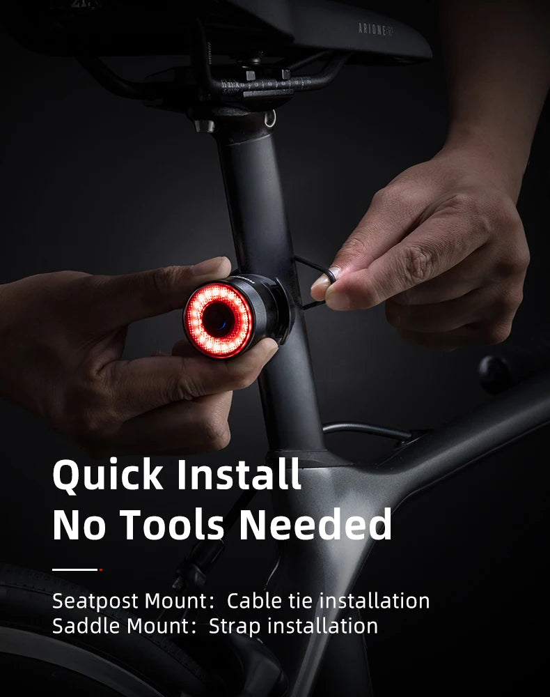 ROCKBROS Smart Brake Bicycle Tail Light MTB Road Seatpost Saddle Bike Rear Light Waterproof USB Charging Cycling Taillight