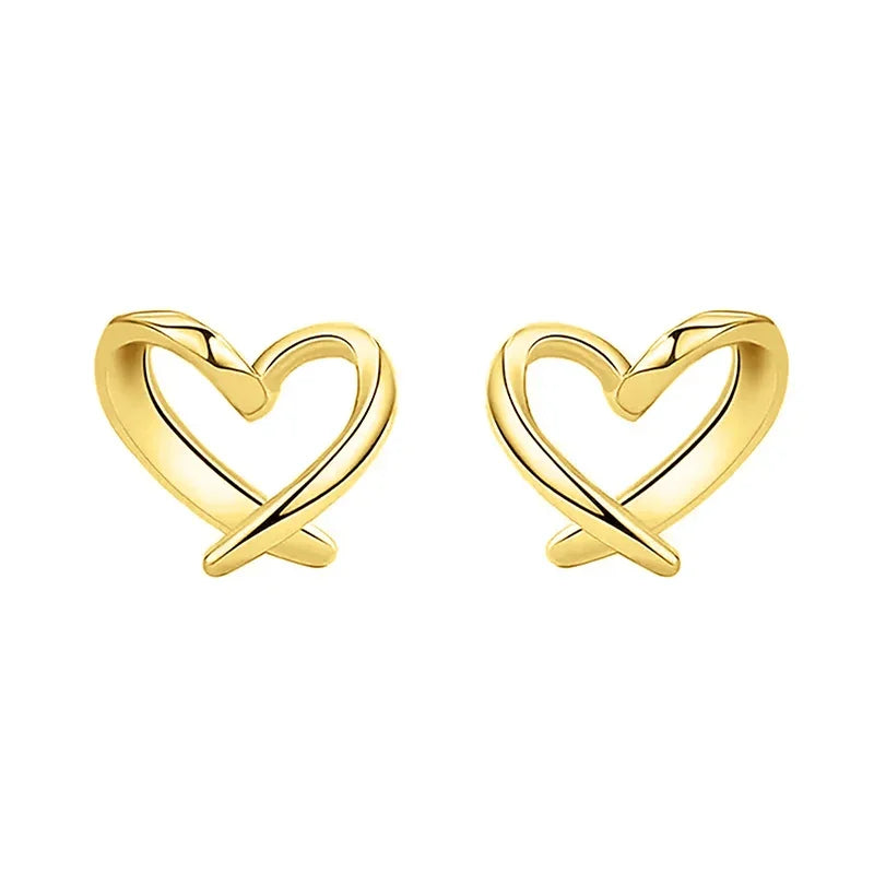 Minimalist Heart Shaped Stud Earrings for Women Glossy Neat Fresh Teens Ear Accessories Charms Daily Wear Party Jewelry