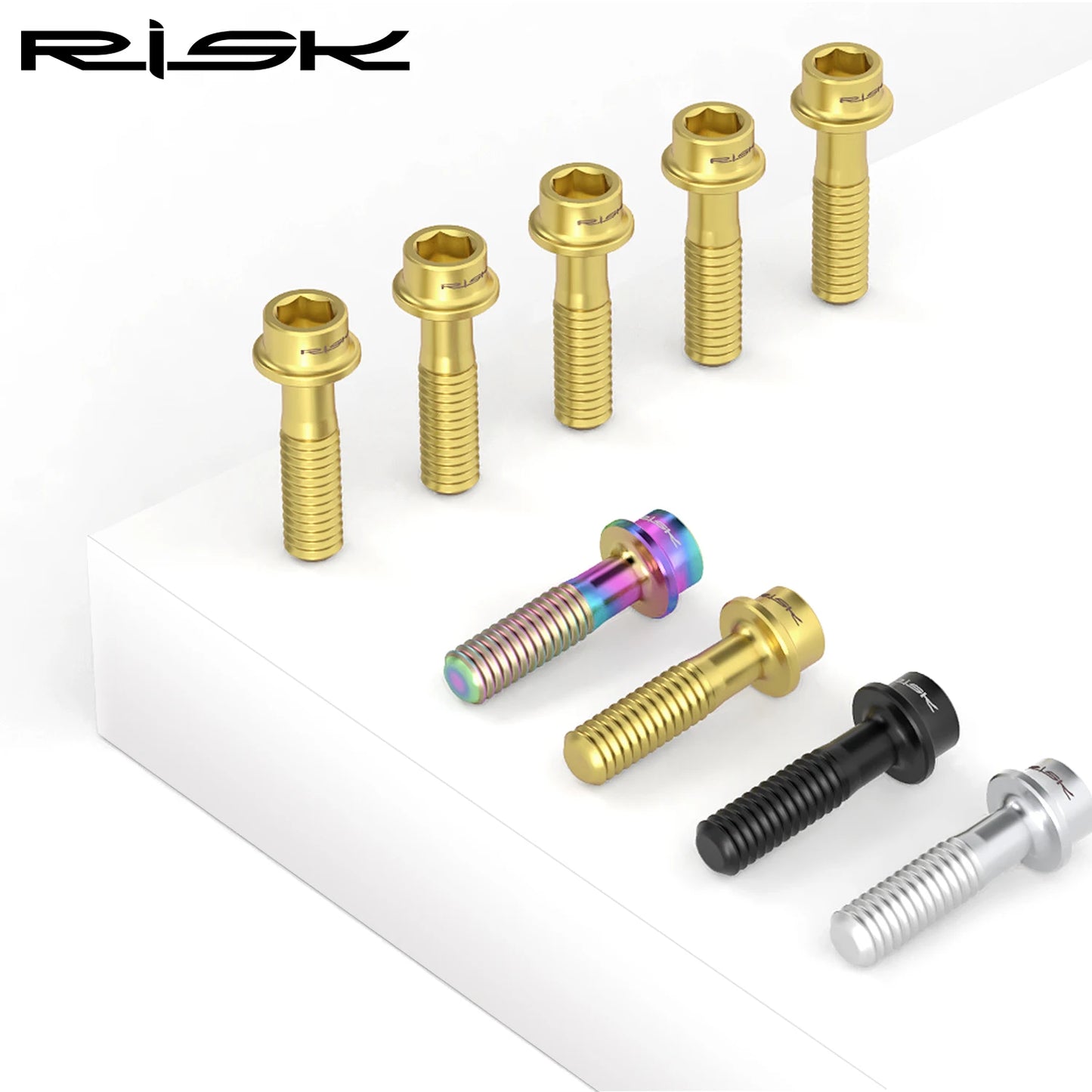 6pcs/bag RISK Bike Stem Bolts Bicycle Handlebar Fixing Screws Titanium Alloy M5x16 M5x18 M5X20 Wish Washers Hex Socket Head