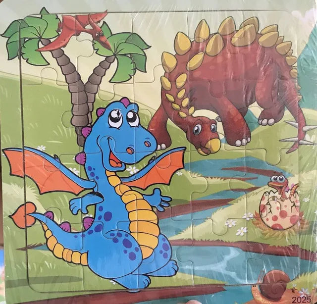 Baby Toys 20Piece Wooden Puzzle Cartoon Animal Vehicle 3D Jigsaw Puzzle Game Montessori Educational Toys For Children Gifts