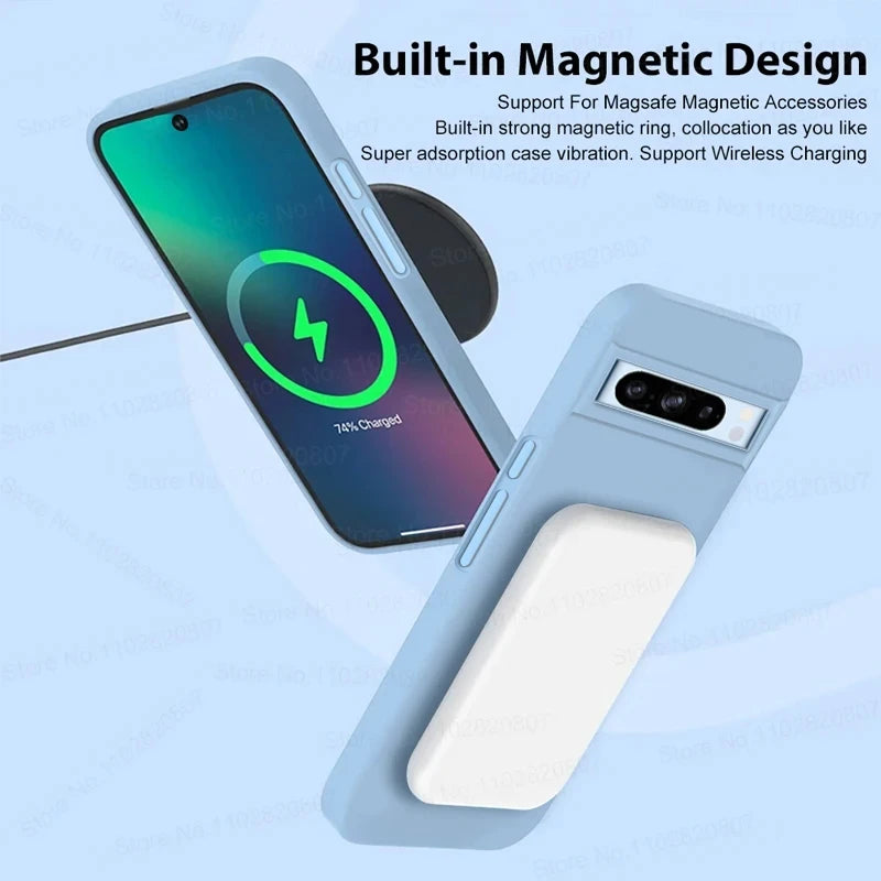 Luxury Magnetic Case For Google Pixel 8 7 6 9 Pro 6A 7A Bumper Soft Cases Shockproof For Magsafe Back Cover Phone Accessories