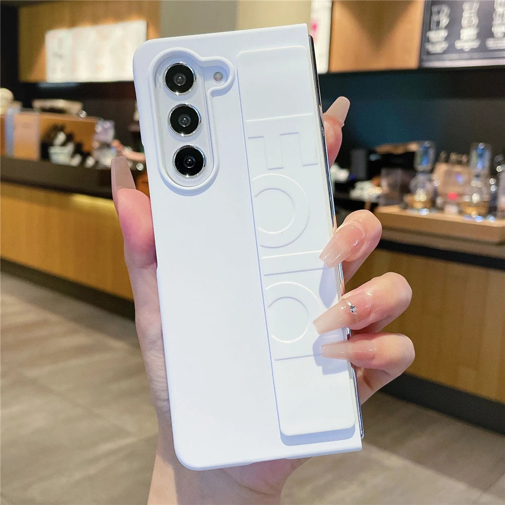 Luxury Soft Silicone Wrist Strap Bracket Phone Case For Samsung Galaxy Z Fold 6 5 4 3 ZFold 3 Cases Ultra Thin Matte Hard Cover