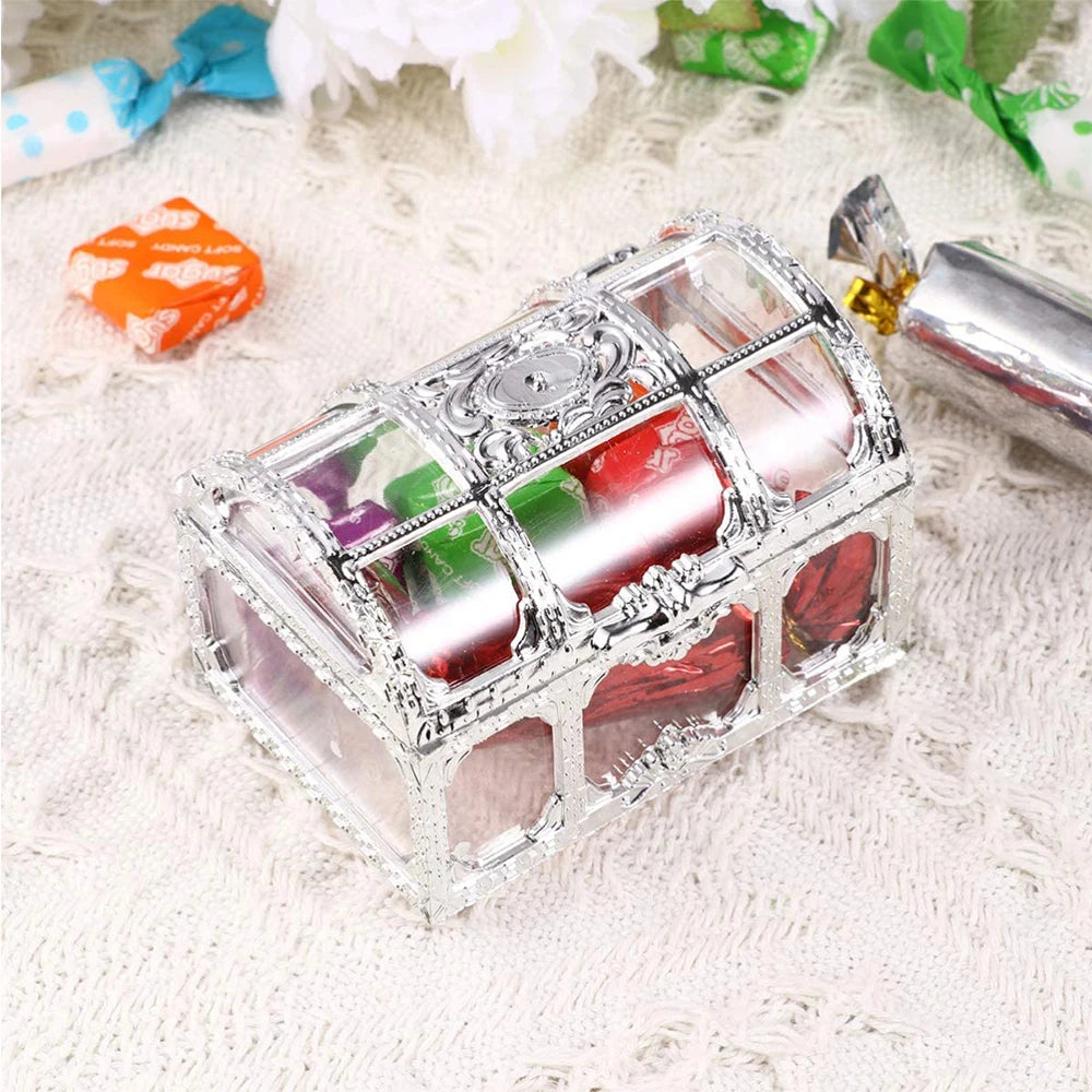 Vintage Treasure Chest Storage Box Transparent Pirate Candy Jewelry Display Box for Wedding Party Birthday