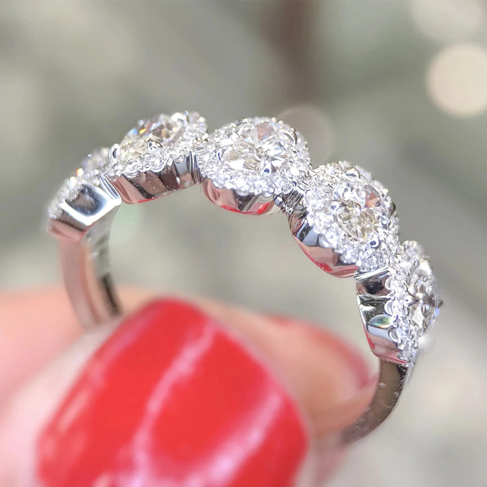 Exquisite Oval Cubic Zirconia Band Women's Rings for Engagement Wedding Accessories Luxury Silver Color Female Jewelry