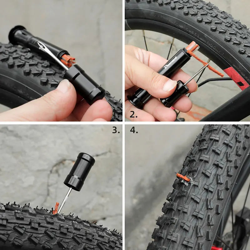Deemount original Bicycle Tubeless Tire Repair Tool Tyre Drill Puncture for Urgent Glue Free Repair Optional Rubber Stripe