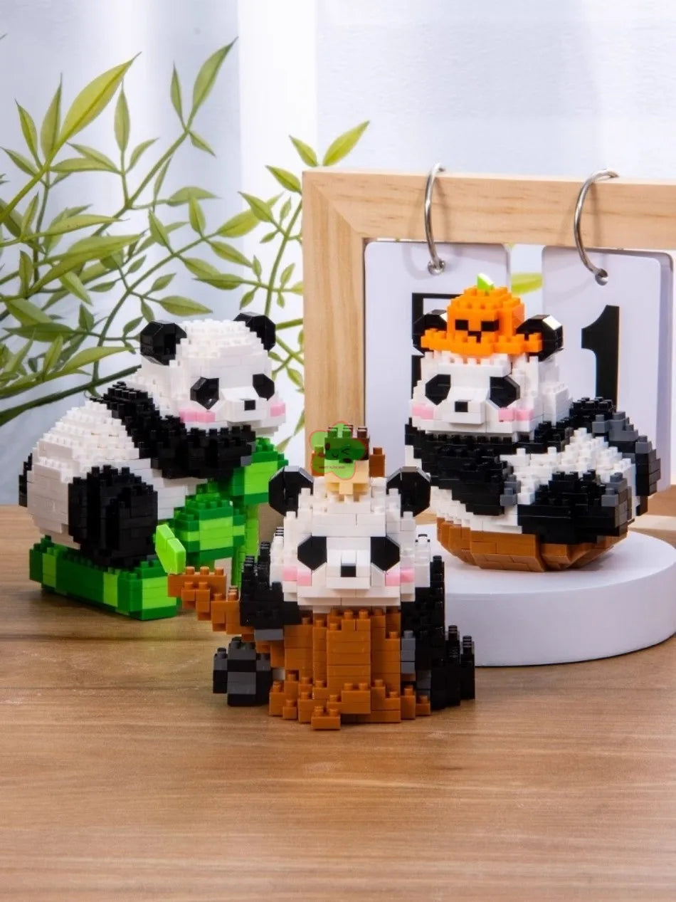 Creative DIY Assemable Animal Cute MINI Chinese Style Animal Panda Building Block Educational Boy Toys For Children Model Bricks