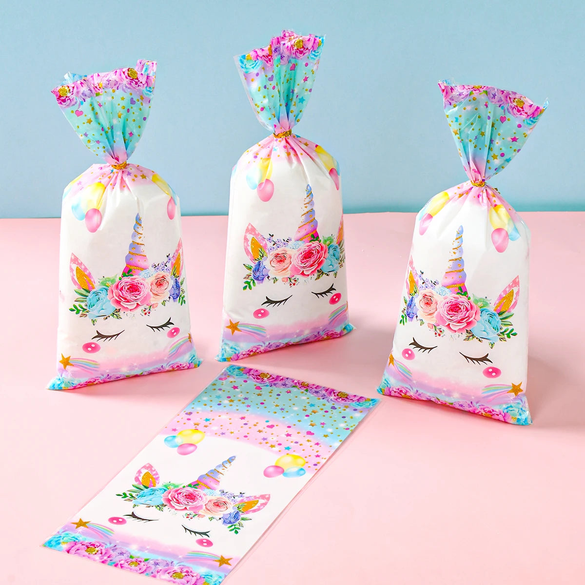 25/50/100pcs Unicorn Theme Candy Packing Bags Unicorn Birthday Party Decoration Kids Baby Shower Wedding Gift Bag Party Supplies