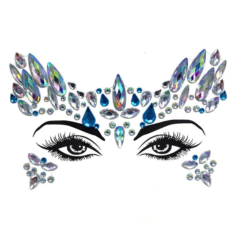 3D Rhinestone Bright Face stickers for festival Glitter Makeup Jewelry Sticker on Face crystals Gems jewels diamonds decoration