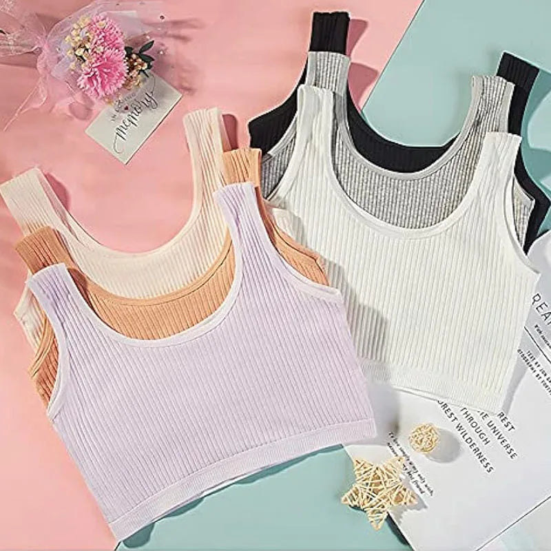 4 Pcs/Lot Teen Girl Sports Bra Kids Top Camisole Young Puberty Small Training Bra For 8-16 Years Girls Training Bra