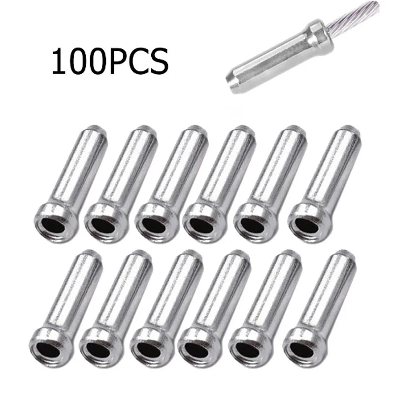 100pcs Bicycle Brake Shifter Cable Tips Aluminum Brake Line Derailleur Shift Inner Wire End Caps Tips Crimps MTB Bike Accessorie