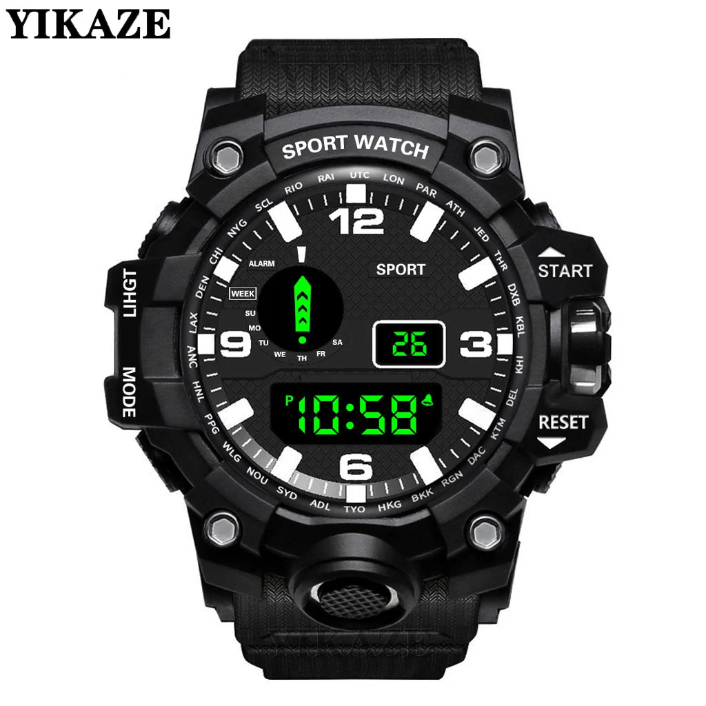 YIKAZE Sports Watch Men's LED Digital Watches Multifunction Military Waterproof Fitness Electronic Watch For Man