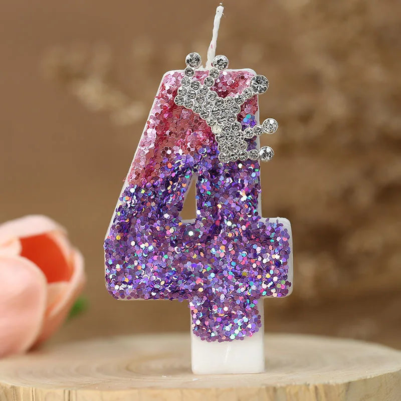 2nd Birthday Candle Cake Topper Colour Changing Creative Number 2 Candle Princess Crown Girl 1st Happy Birthday Party Decoration