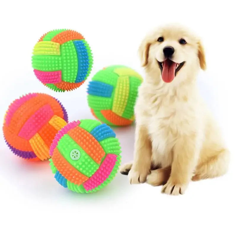 Luminous Elastic Activation Sound Ball Toys Massage Ball with Whistle Dog Cats Chew Bouncy Ball Soccer Glowing Children Pet Toys